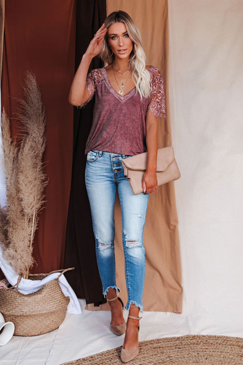 Lace Short Sleeve Top - 3 Colors