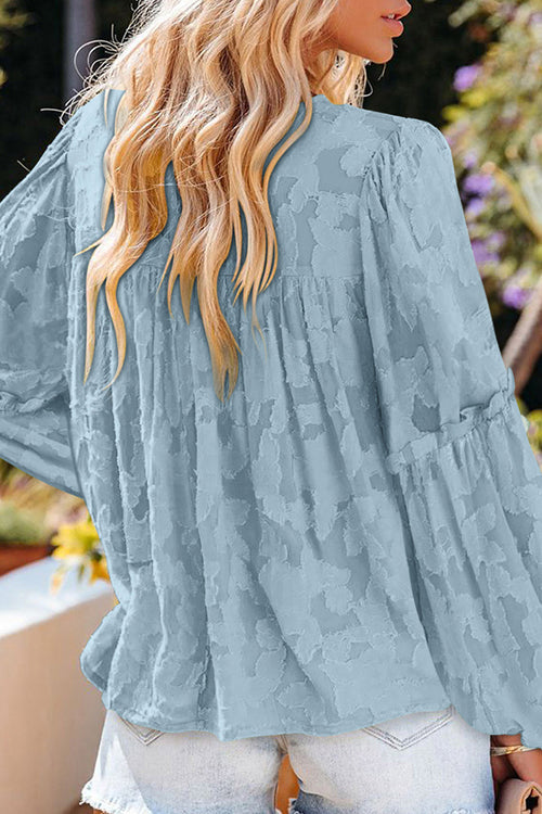 Floral Jacquard Long Sleeve Top - 5 Colors
