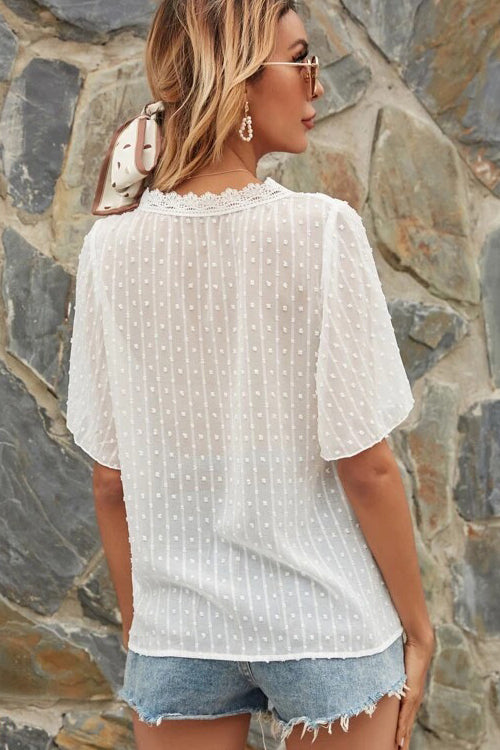 White Swiss Dot Lace Top - 5 Colors