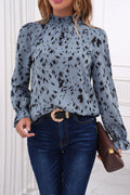 Print Smocked Long Sleeve Top