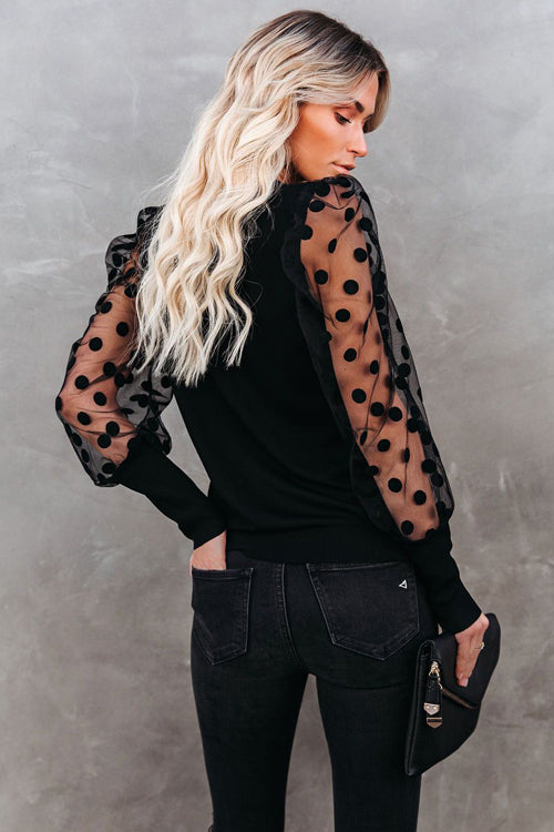 Dotted Up Sheer Long Sleeve Top