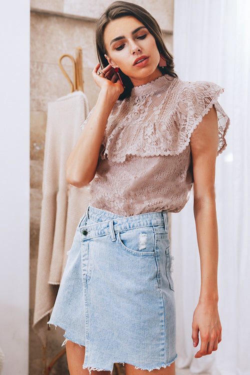 Lace Overlay Short Sleeve Top - 3 Colors