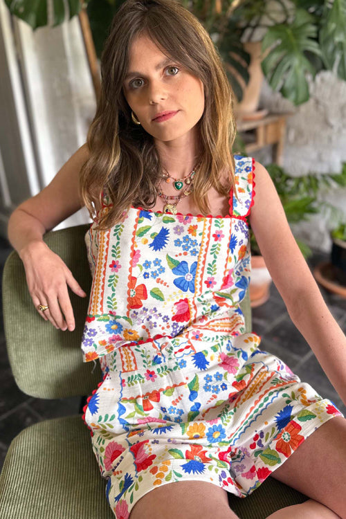 Print Short Sleeveless Suit