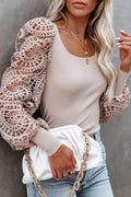 Hollow-Out Long Sleeve Knit Top - 2 Colors