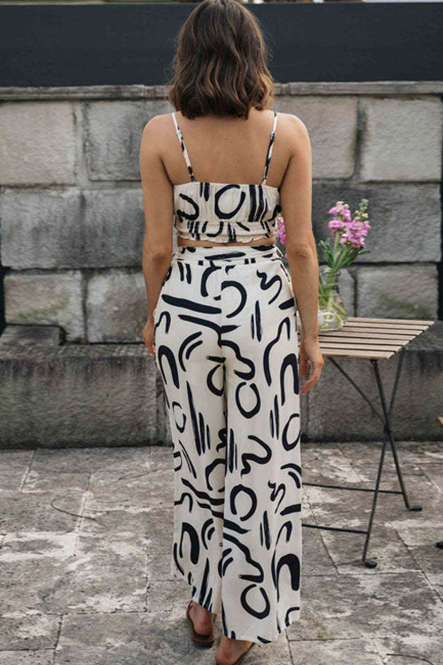 Print Sleeveless Wide-Leg Two-Piece Set