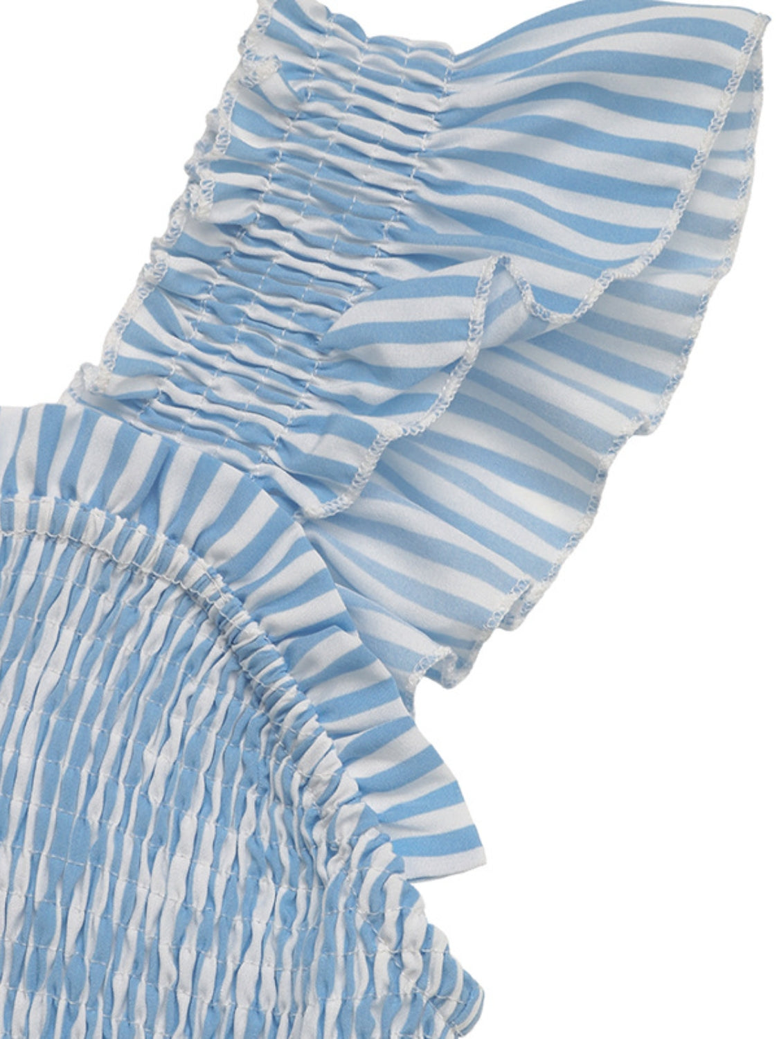 Smocked Striped Wide Striped Midi Dress