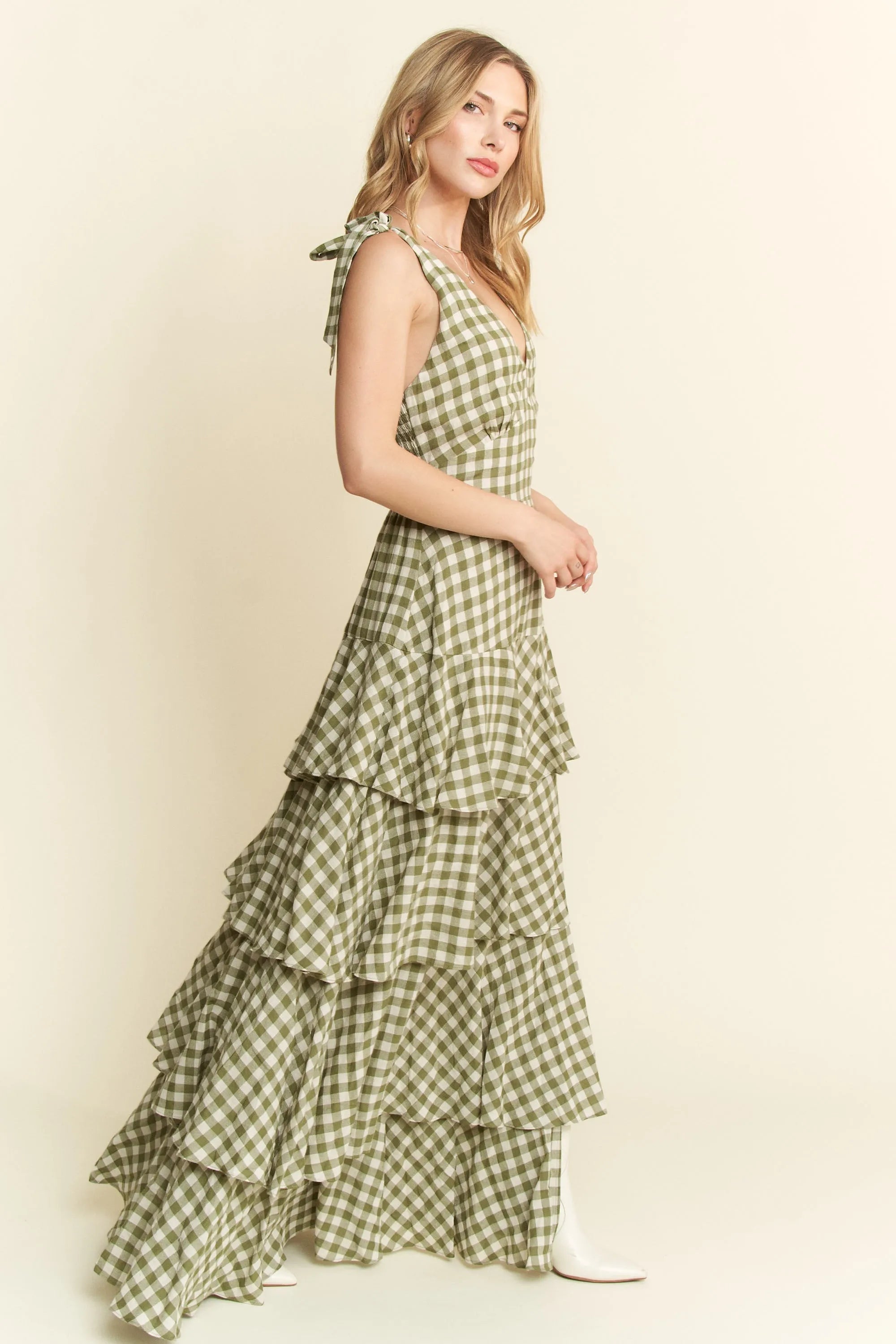 Gingham Tiered Maxi Dress