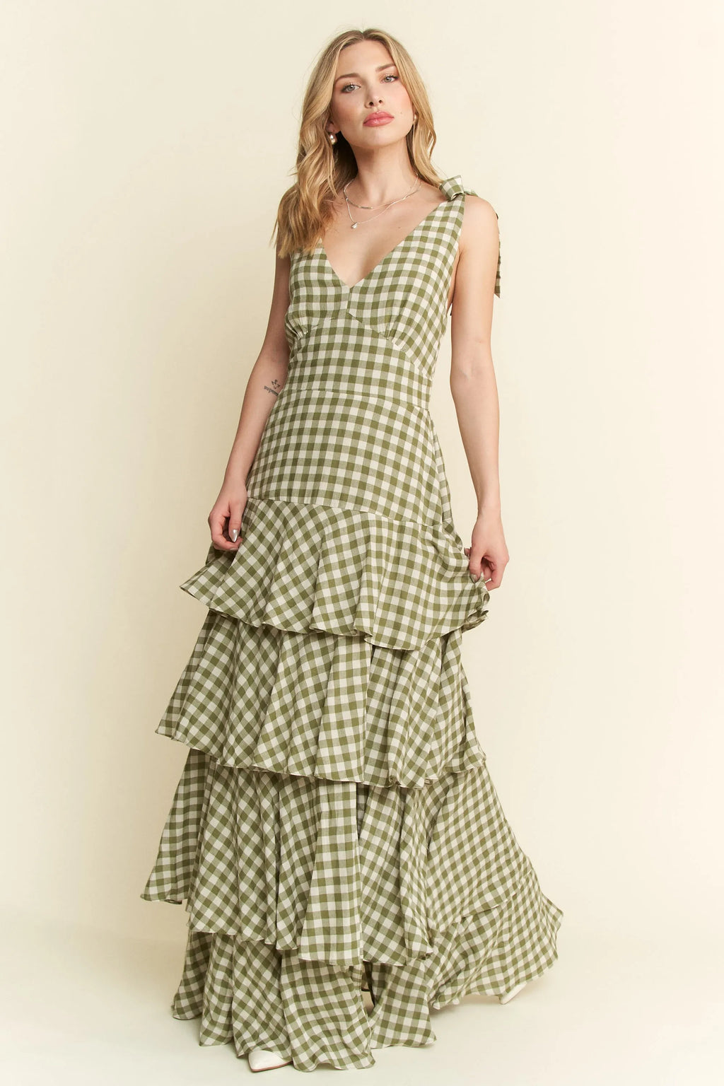 Gingham Tiered Maxi Dress