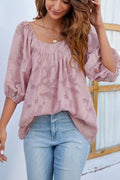 Floral Jacquard Short Sleeve Top - 7 Colors