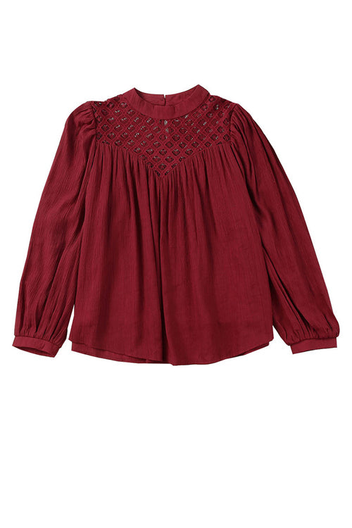Lace Balloon Long Sleeve Top - 6 Colors