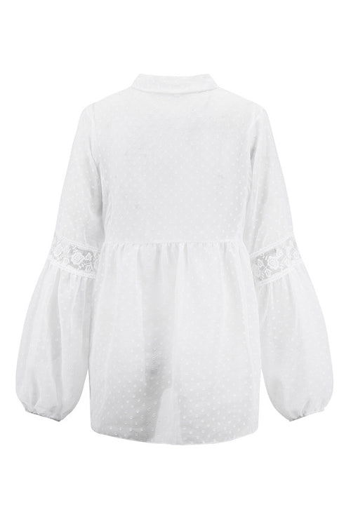Swiss Dot Lace Long Sleeve Top