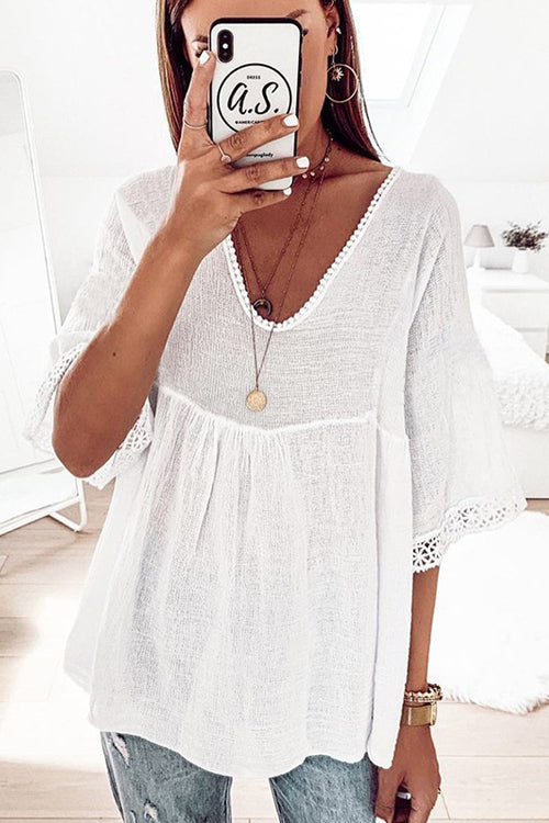 Lace Half Sleeve Top - 2 Colors