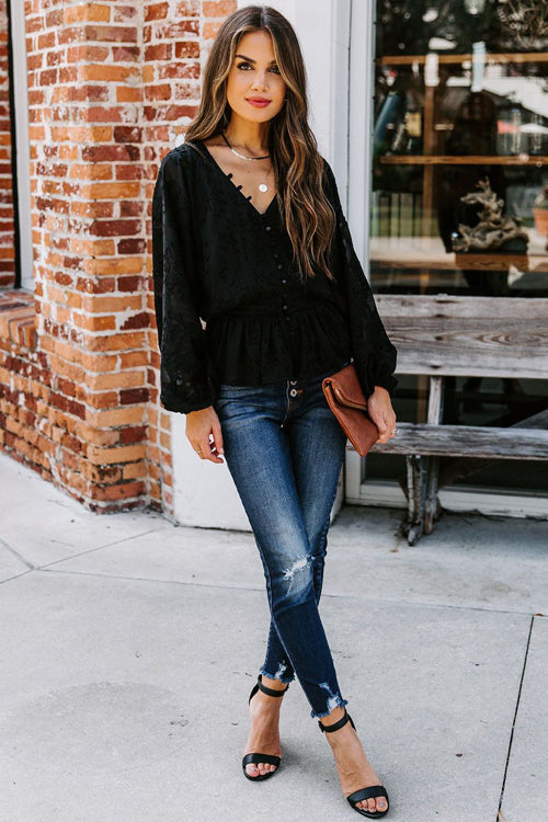 Embroidery Button-Up Top - 2 Colors