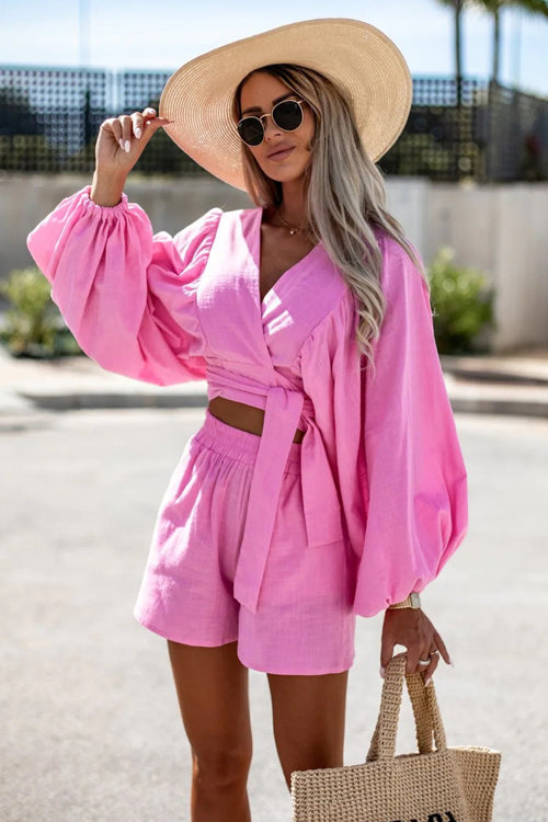 Wrap Long Sleeve Suit - 3 Colors