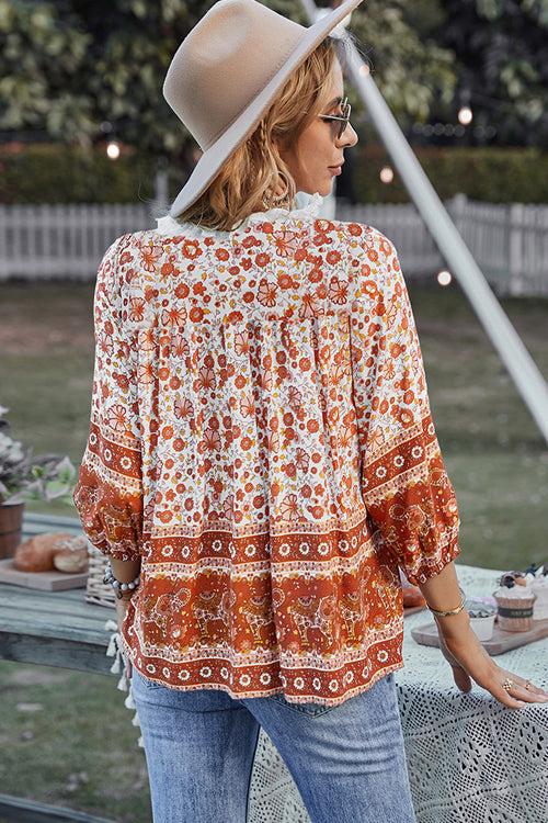 Lace Boho Print Top - 3 Colors
