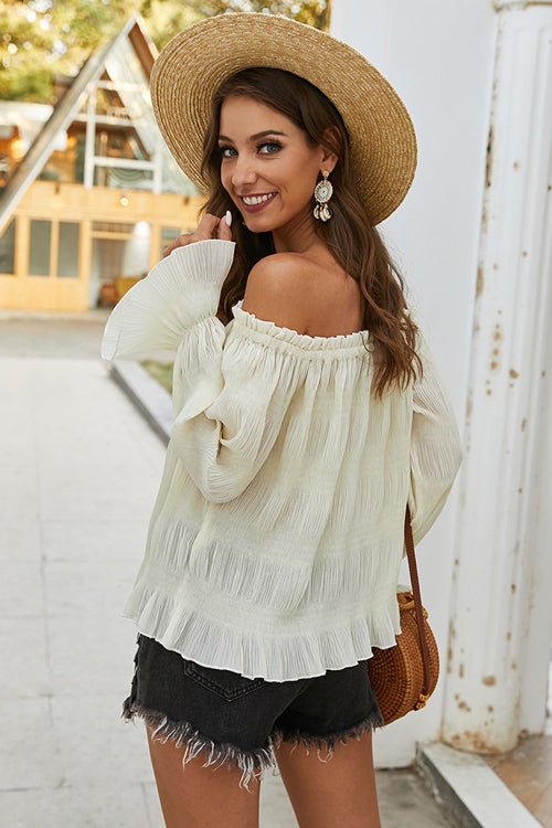 Off Shoulder Pleated Top - 3 Colors