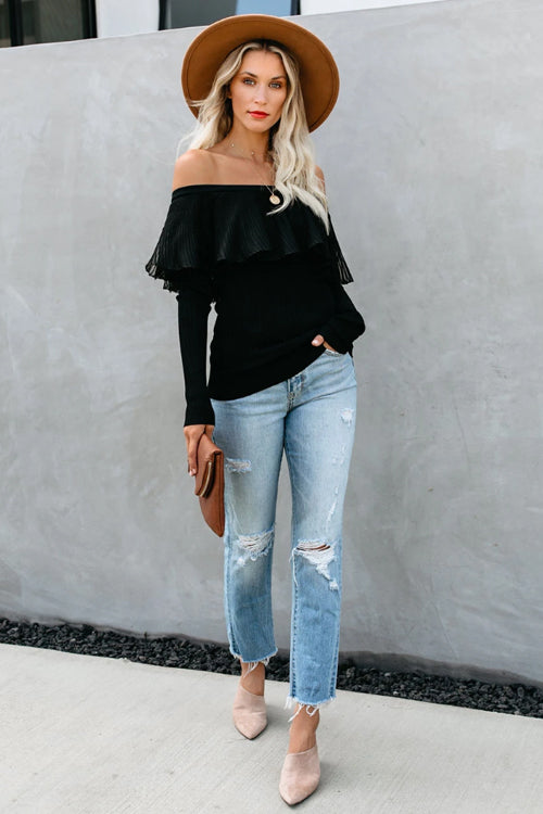 Off Shoulder Knit Top