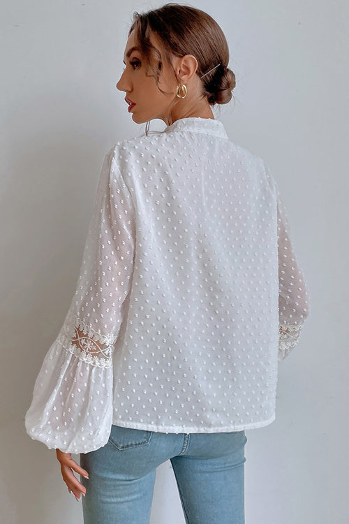 Lace Swiss Dot Long Sleeve Top - 4 Colors