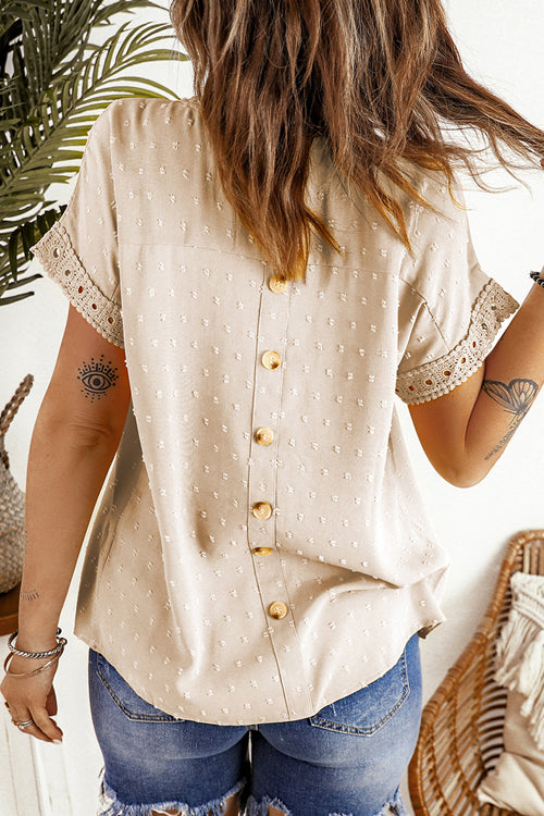 Lace Dot Short Sleeve Top - 4 Colors