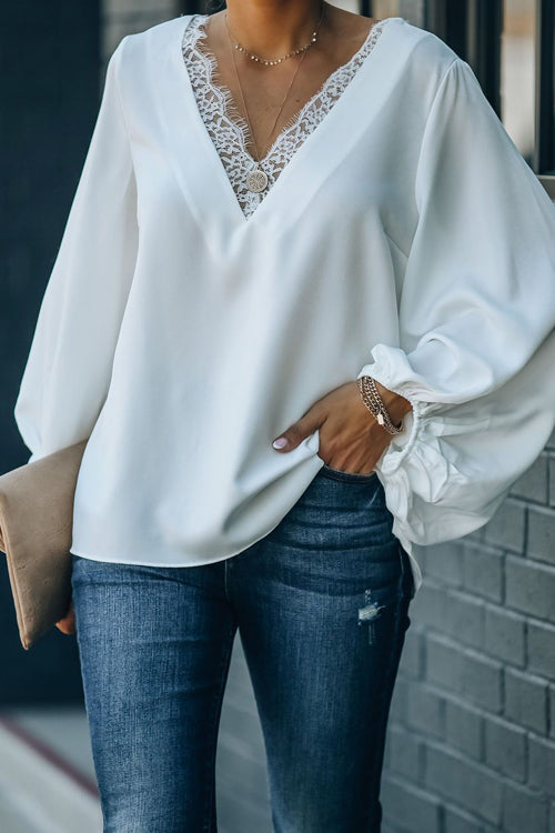 Lace Balloon Sleeve Top - 3 Colors