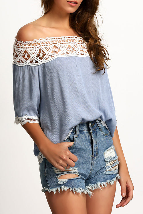 Off the Shoulder Eyelet Top - 3 Colors