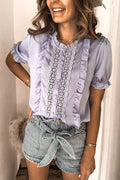Lace Ruffled Short Sleeve Top - 3 Colors
