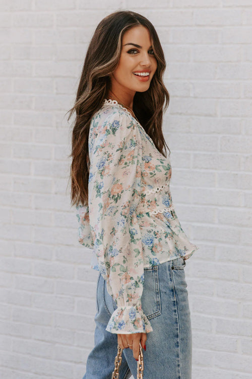 Floral Crochet Peplum Top