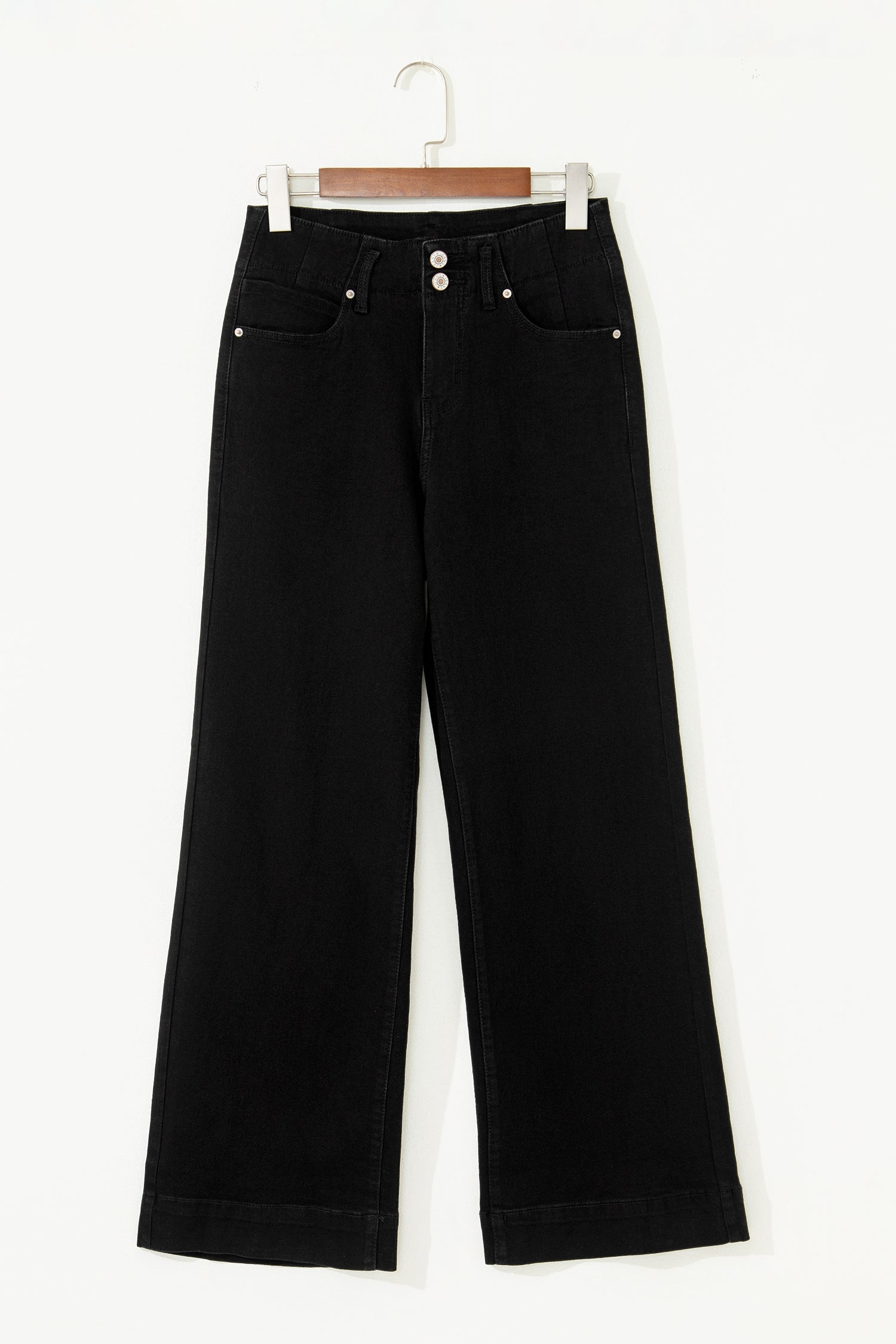 2-Button High Waist Flared Bottom Jeans