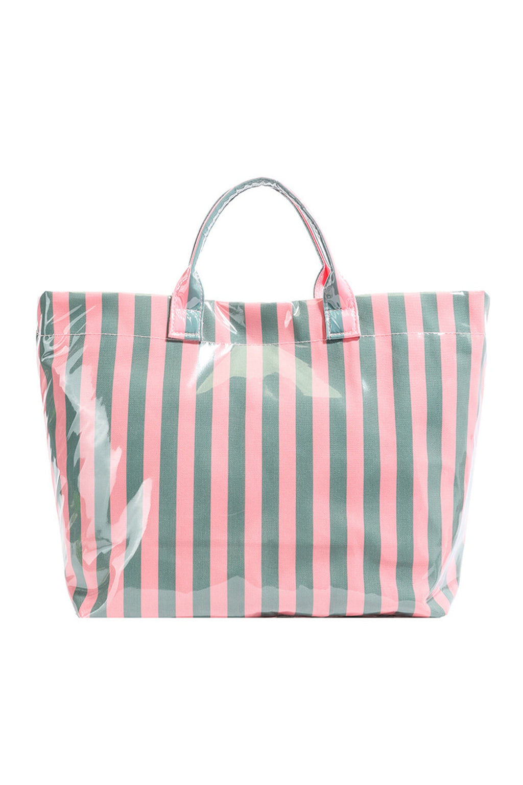 Rainbow Glossy Striped Vinyl Large Tote Bag