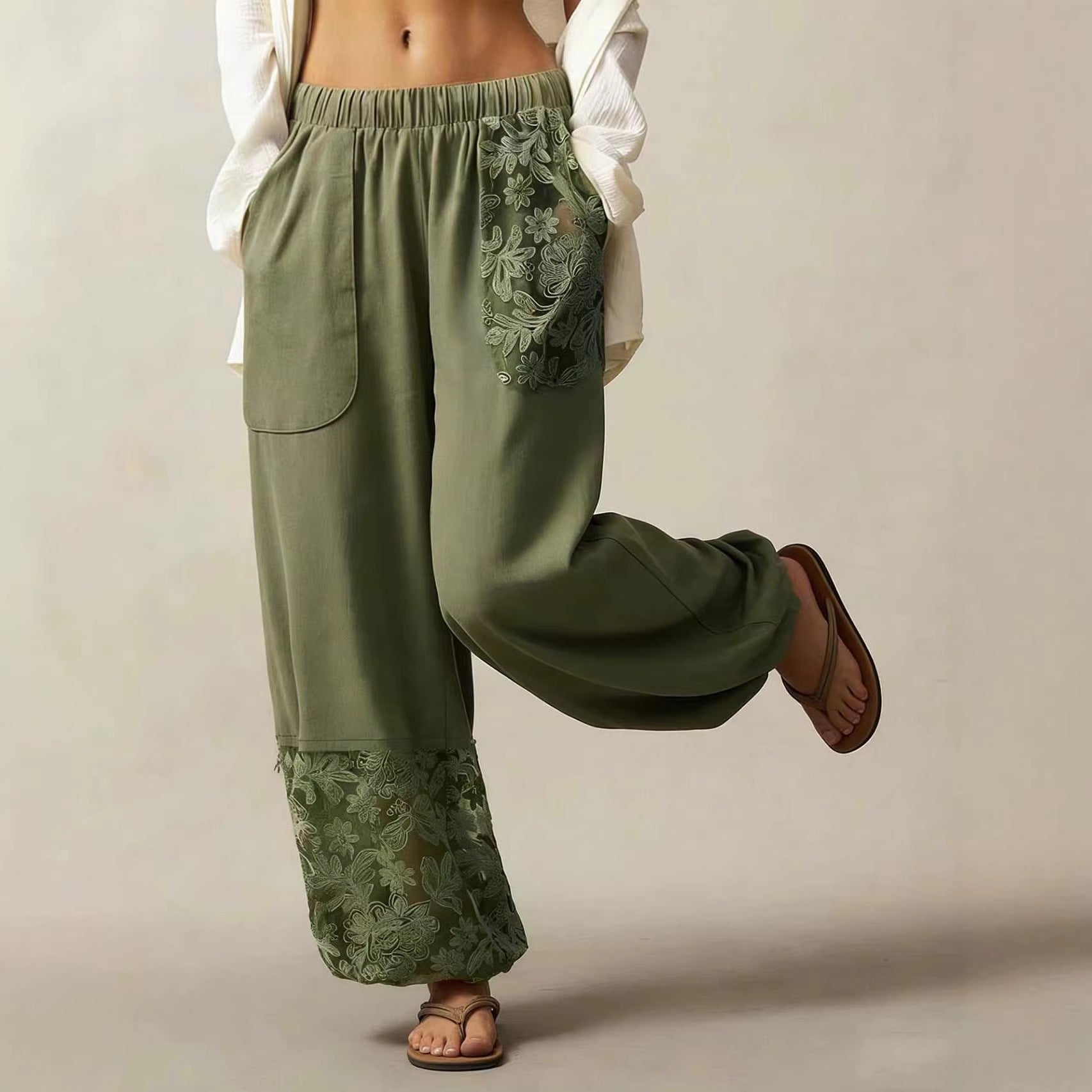 Lace Detail Harem Pants