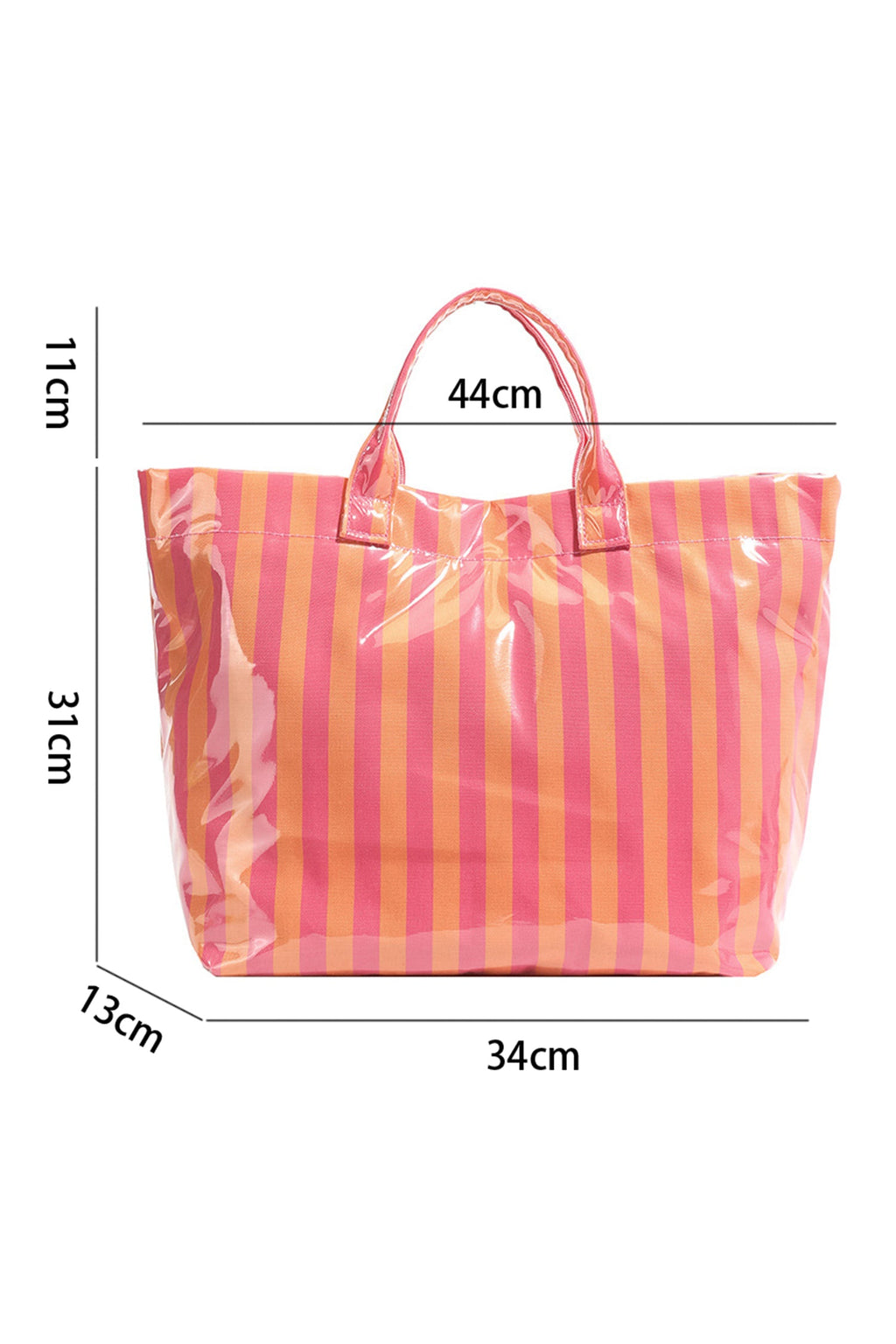 Rainbow Glossy Striped Vinyl Large Tote Bag