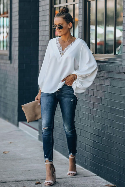 Lace Balloon Sleeve Top - 3 Colors