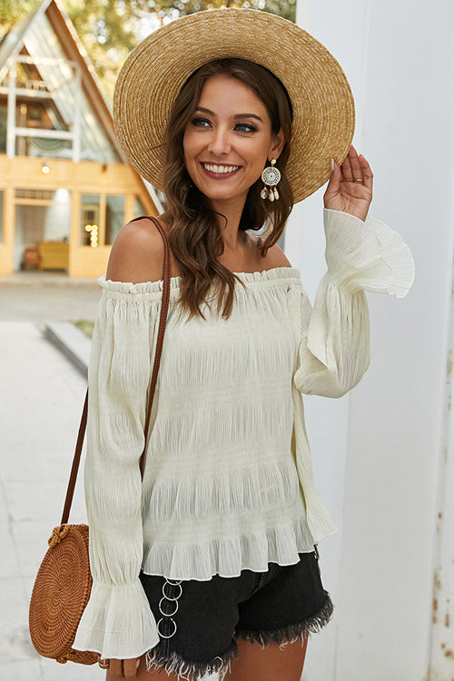 Off Shoulder Pleated Top - 3 Colors