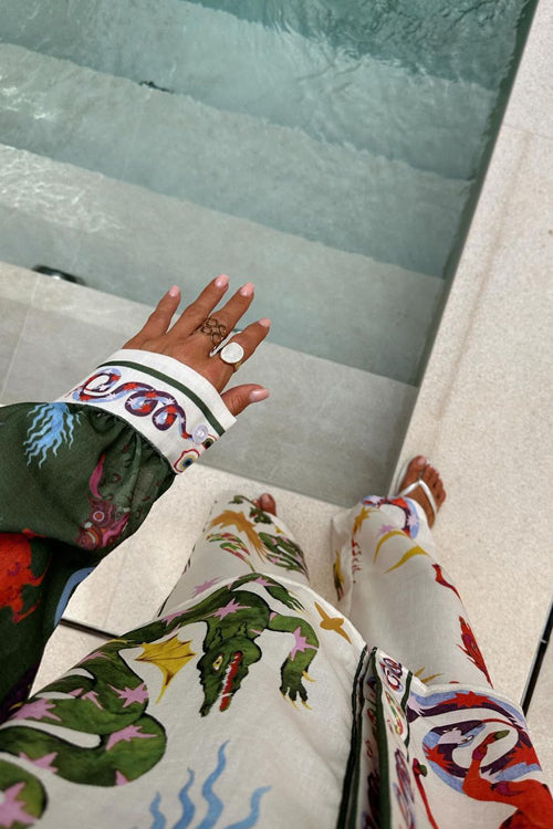 Print Long Sleeve Cotton Suit