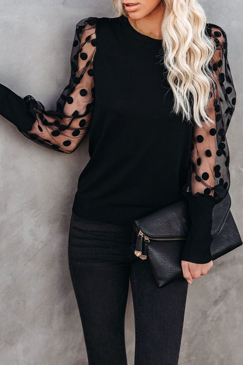 Dotted Up Sheer Long Sleeve Top