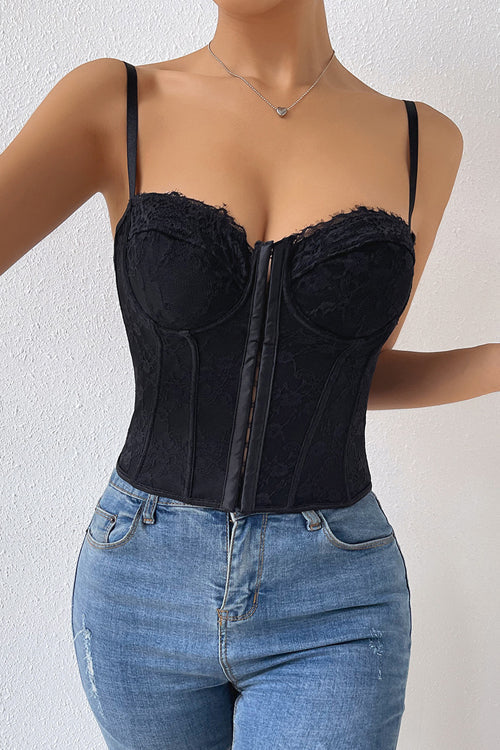 Lace Backless Bustier Corset Crop Top - 3 Colors