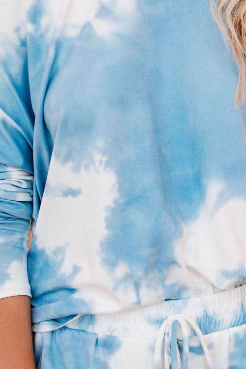 Long Sleeve Tie-Dye Blue Pajamas Set