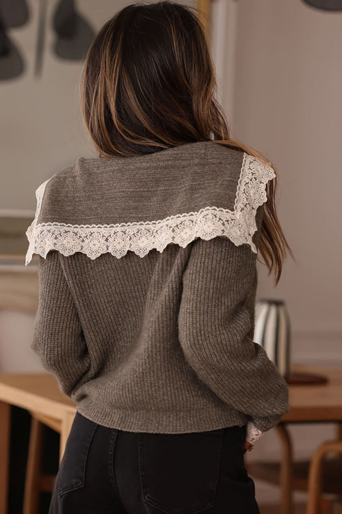 Lace Button Down Sweater Top