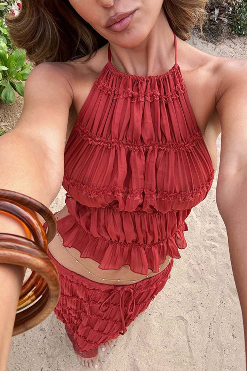 Bohemian Ruffled Brick Red Set
