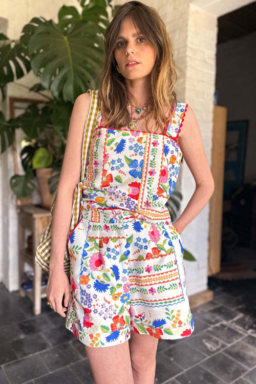 Print Short Sleeveless Suit