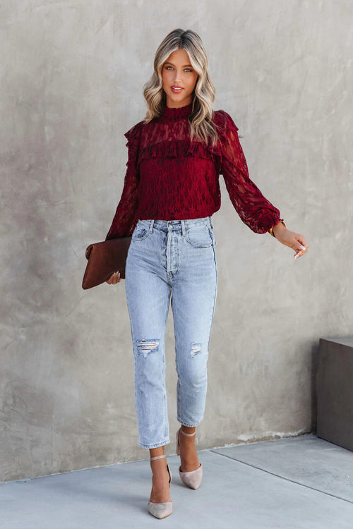 Lace Ruffled Top - 3 Colors