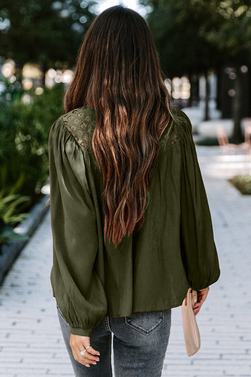 Lace Balloon Long Sleeve Top - 6 Colors