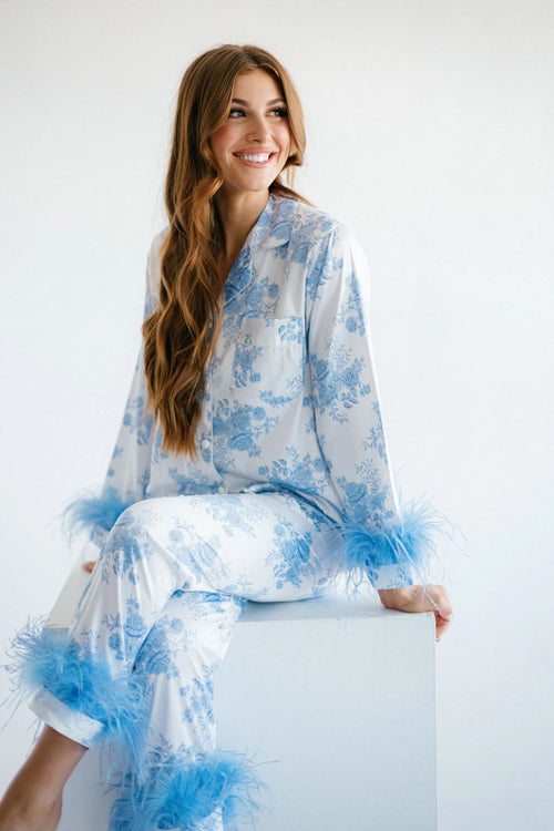 Long Sleeve Floral Pajama Set - 2 Colors