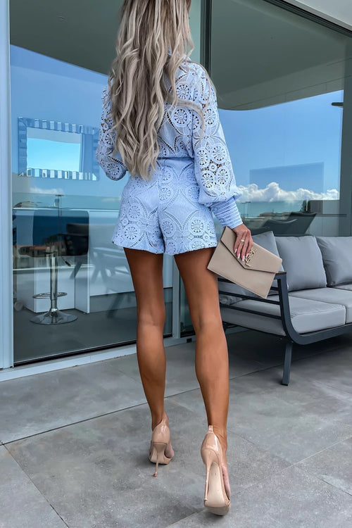 Lace Crochet Long Sleeve Suit - 3 Colors