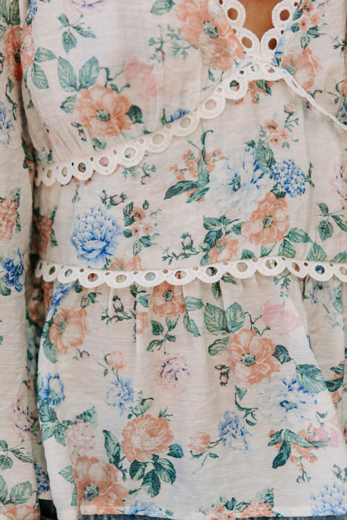 Floral Crochet Peplum Top