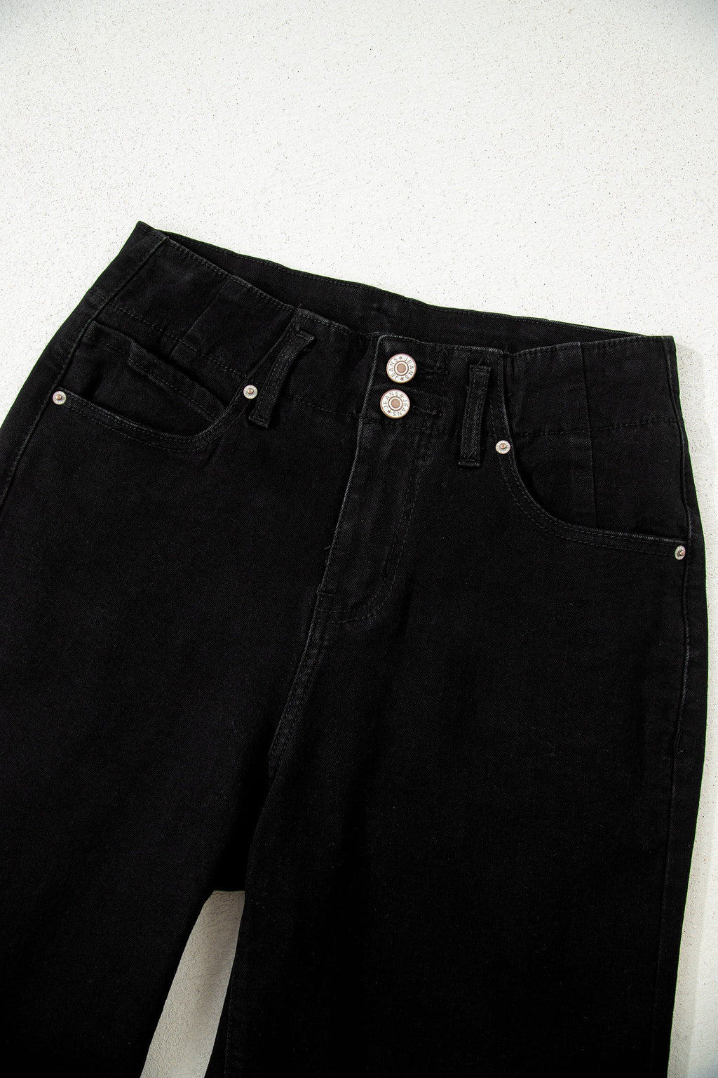 2-Button High Waist Flared Bottom Jeans