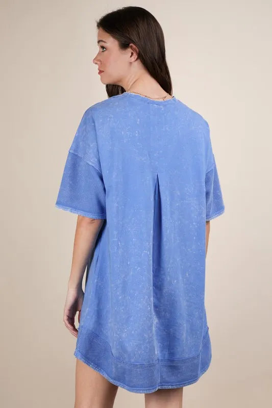 Plus Size Mineral Washed Comfy Casual Knit Mini Dress