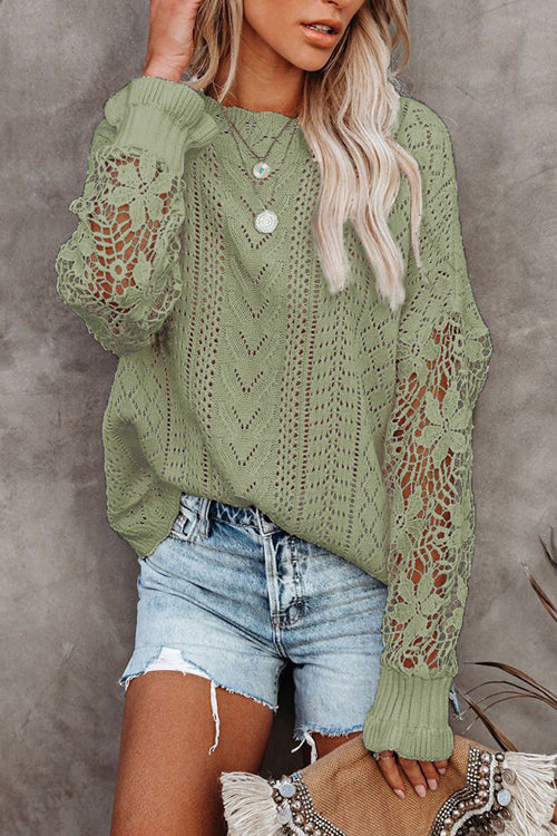 Lace Hollow-Out Knit Sweater