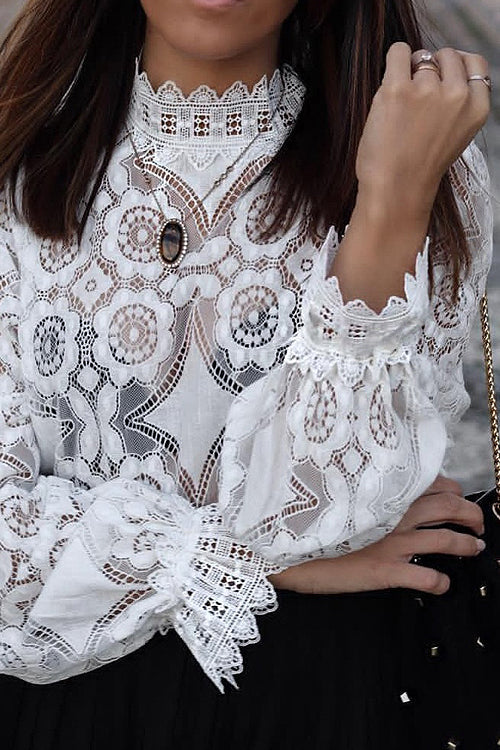 Petals White Lace See-Through Top