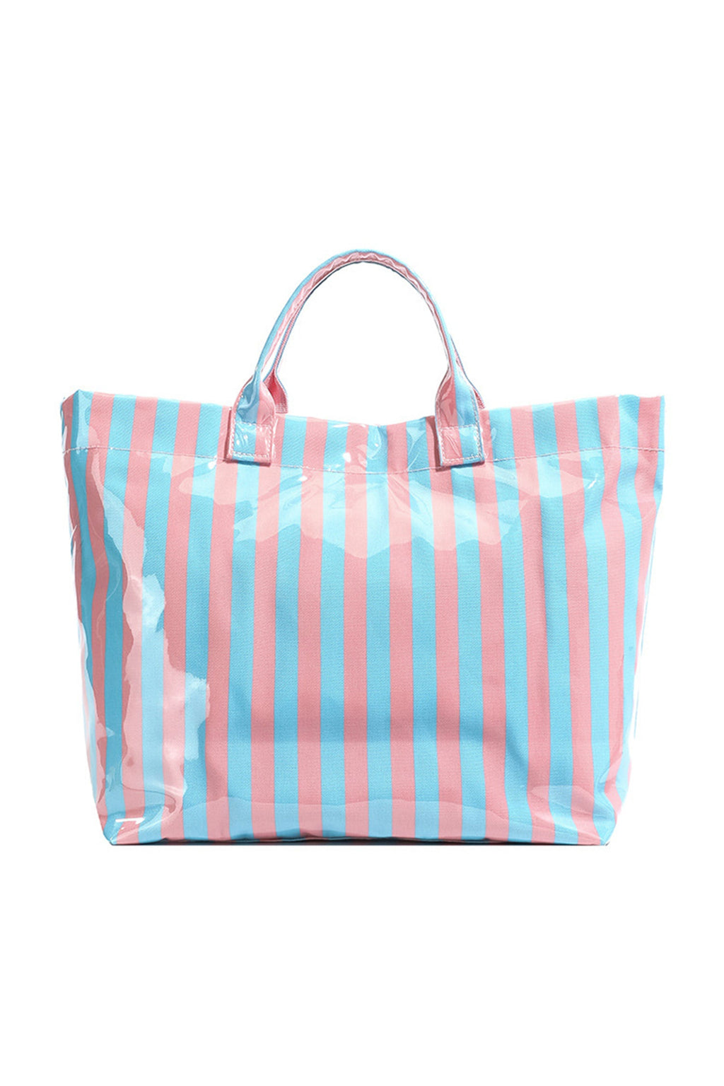 Rainbow Glossy Striped Vinyl Large Tote Bag